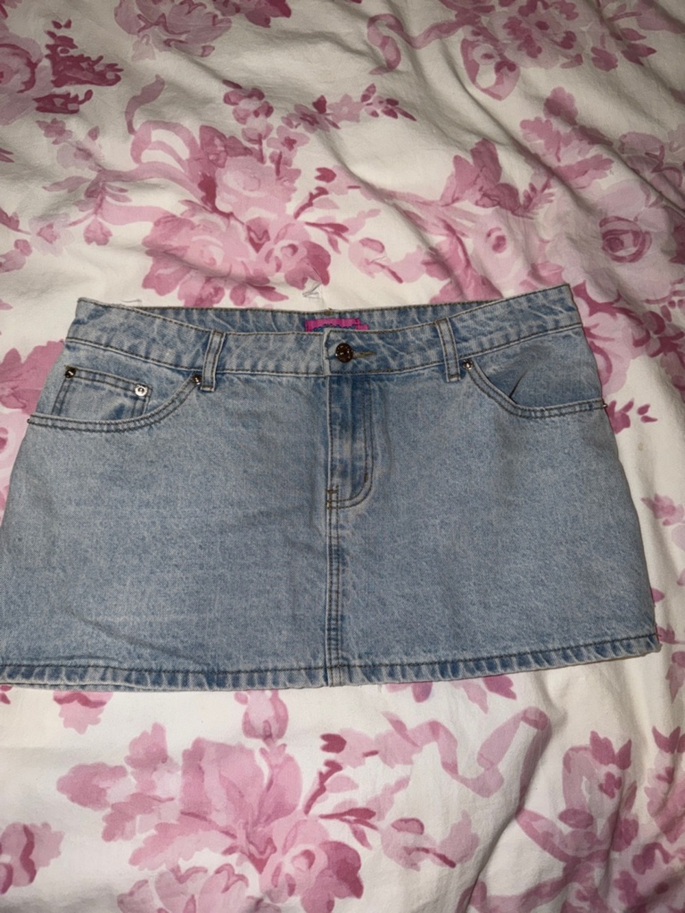 Edikted Light Blue Denim Mini Skirt - Casual Women's Skirt